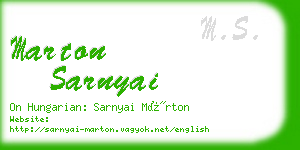 marton sarnyai business card